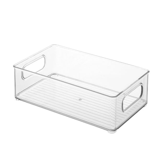 Organizador transparente con compartimento abierto, contenedor para maquillaje y artículos de tocador, y cesta para despensa con asas de paso, 25,7 x 15 x 7,5 cm