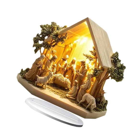 Estatuilla De Belén Navideño Para Interior Y Exterior, Escritorio, Casa De Adorno De Mesa De Acrílico, 20x20cm