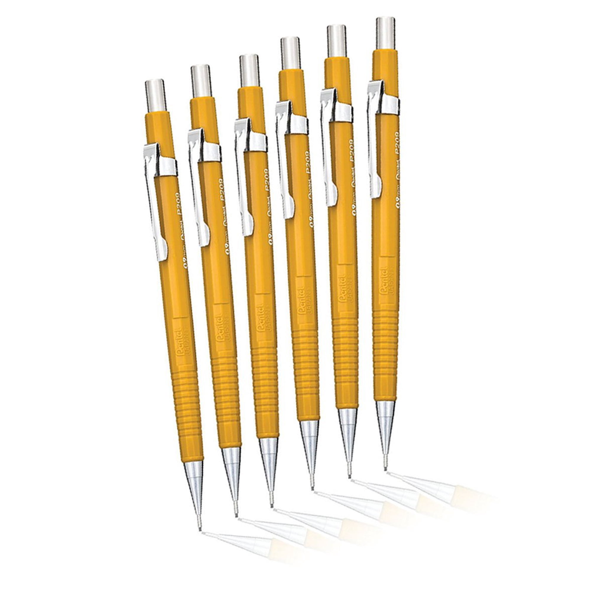 Lápices De Dibujo Pentel Sharp, 0,9 Mm, Color Amarillo, Paquete De 6