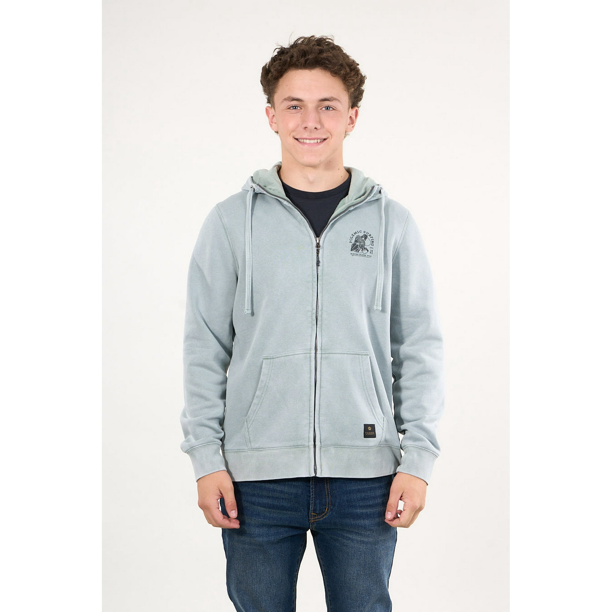 Polemic - Poleron Franela Procesado Cierre Y Gorro Verde Oliva Wi7302