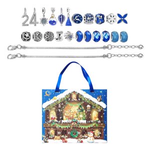 Magideal - Caja De Pulsera Diy De Navidad Con Calendario De 24 Cuadrículas, Decoración Navideña Para Recuerdos De Fiesta, Caja De Pulsera Con Dijes De Aleación, Estilo C