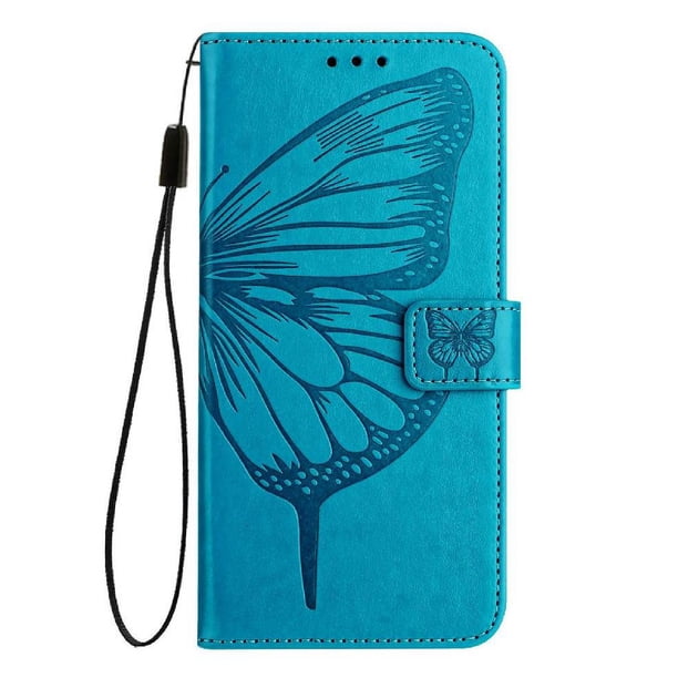 Funda Cartera Mariposa Para Iphone 17e Con Soporte Y Ranuras Para Tarjetas Azul