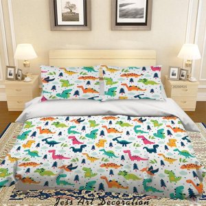 Milsleep - 3D Cartoon Animal Dinosaur Pattern Quilt Cover Set Bedding Set Duvet Cover