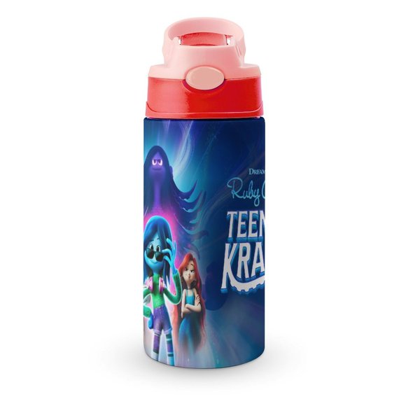 Ruby Gillman: Kraken adolescenteBotella de Agua con Tapa Pop Top de Un Toque, Acero Inoxidable, a Prueba de Fugas, para Deportes, Botella Infantil rosa 12 oz