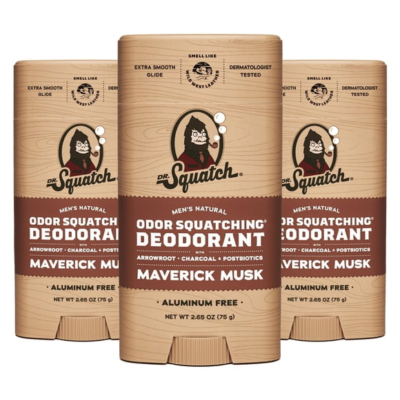 Desodorante Dr. Squatch Natural Maverick Musk para hombre, 80 ml, paquete de 3