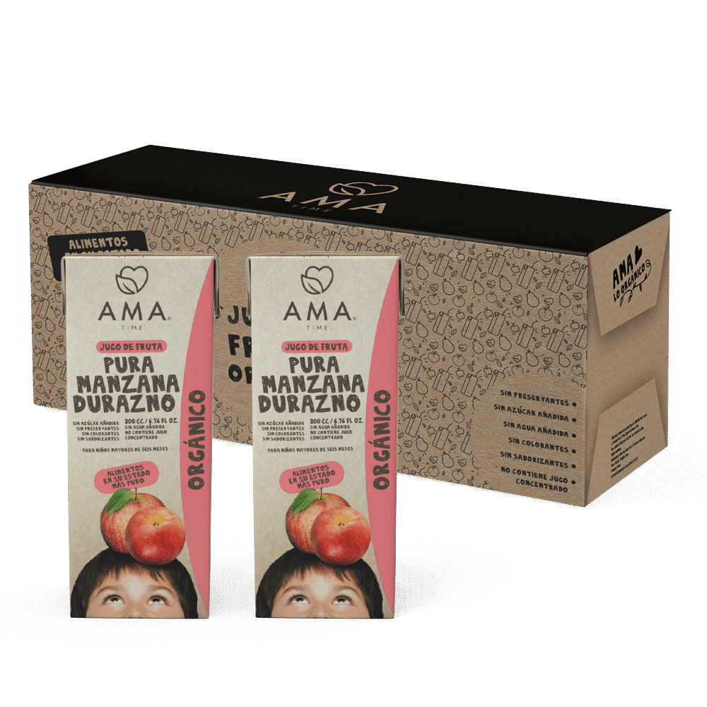 Ama Time - Pack 24 Unid - Jugo Manzana Durazno 200 Cc