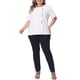 thumbnail image 2 of Agnes Orinda Camiseta de Mujer Talla Grande Manga Corta Cuello Redondo Blusas de Algodón Lino Talla 3X Blanco, 2 of 6