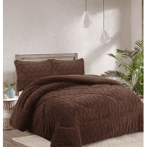 Tecnocasa - Plumon De Invierno Con Chiporro Trenzados Color Cafe