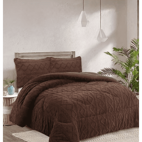 Tecnocasa - Plumon De Invierno Con Chiporro Trenzados Color Cafe