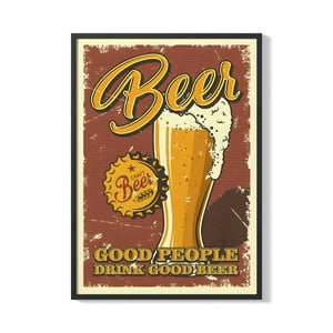 Creango - Cuadro Poster Enmarcado Cerveza Bar Decorativo