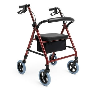 Glomed - Andador Burro Ortopédico 4 Ruedas Asiento Y Canasto Rojo