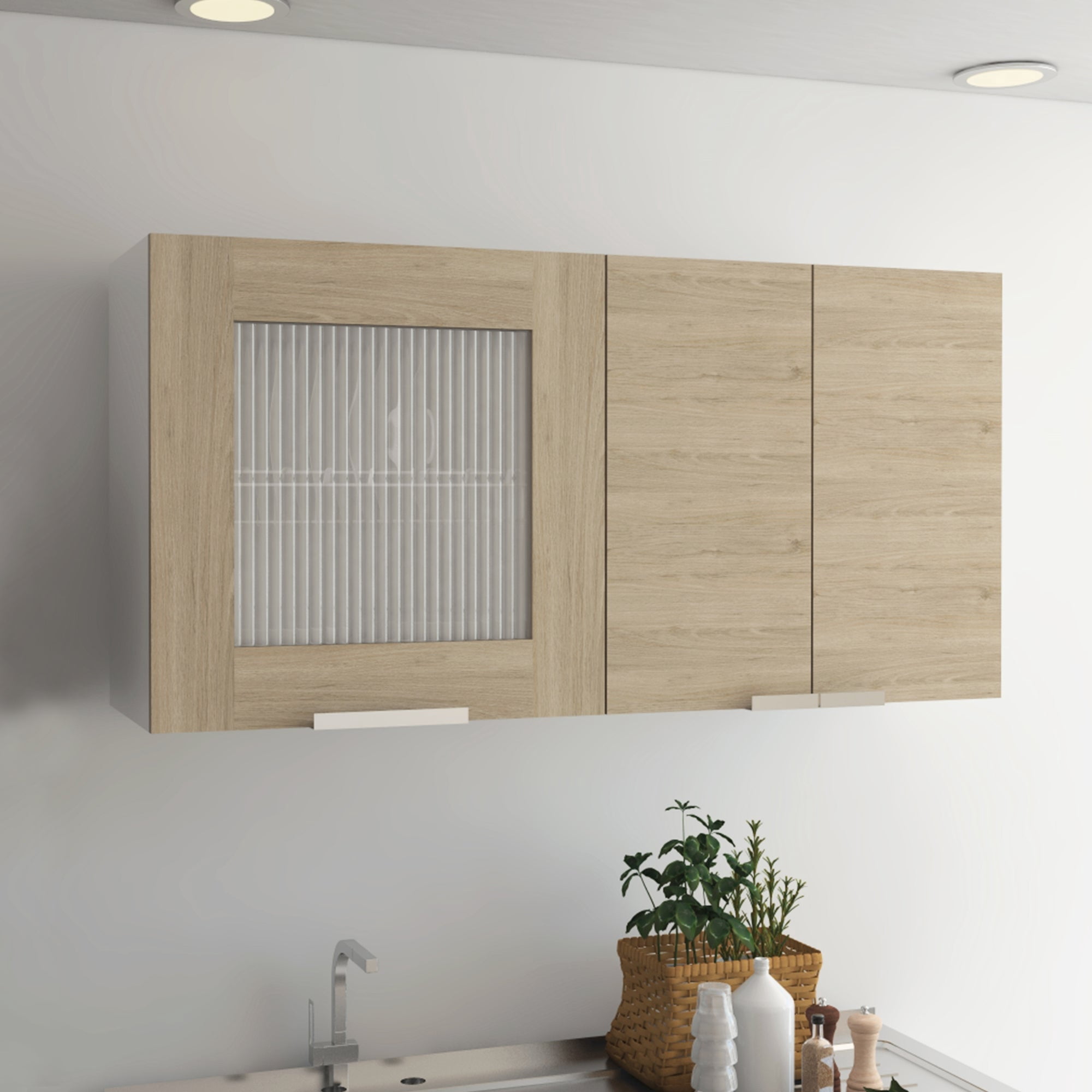 Tuhome - Mueble De Cocina Mural Fendi 60x120x33,5 Cm Rovere Y Blanco