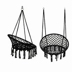 Genérico - Silla Hamaca Colgante Redonda Interior Exterior Negro