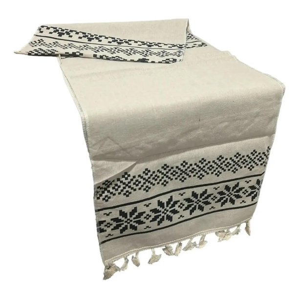 Mantel Camino De Mesa Rectangular Lino Cuadros 180x37cm negro