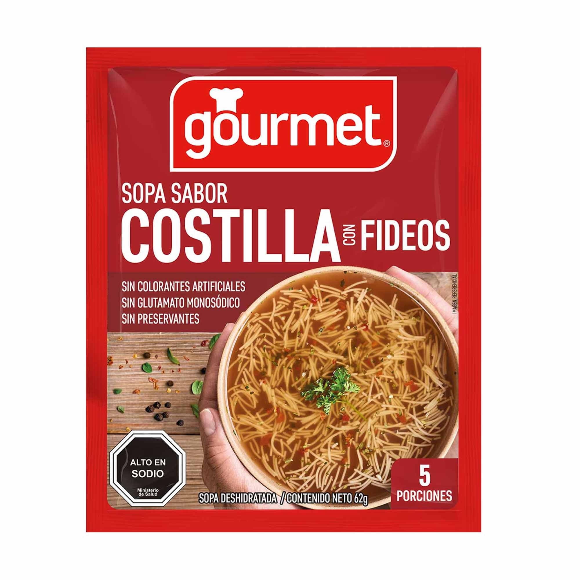 Sopa Sabor Costilla Con Fideos (5 Porciones) Sobre 62 g Gourmet