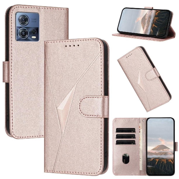 Funda Cartera Fibra de Carbono para Motorola MOTO S30 Pro 5G con Soporte y Cierre Magnético Rosa