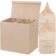 thumbnail image 1 of Cesta de ropa sencilla para el hogar doble con tapa, color beige, 1 of 7