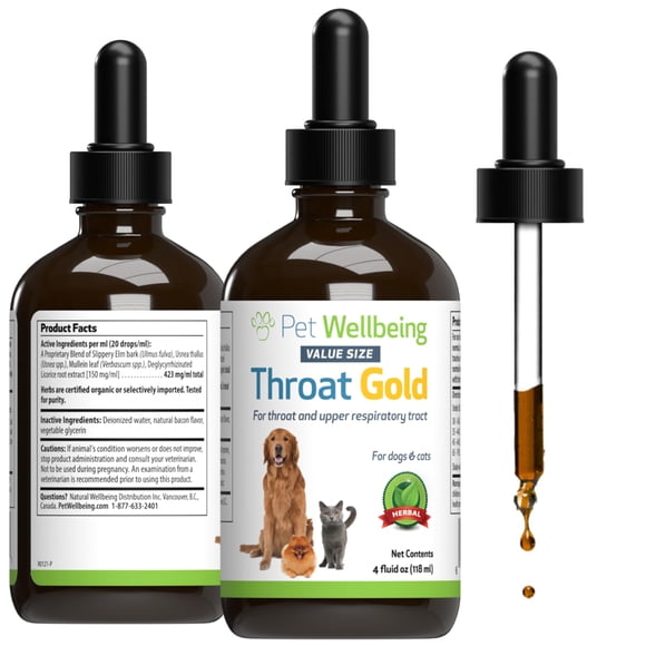 Suplemento Pet Wellbeing Throat Gold para perros 120 ml