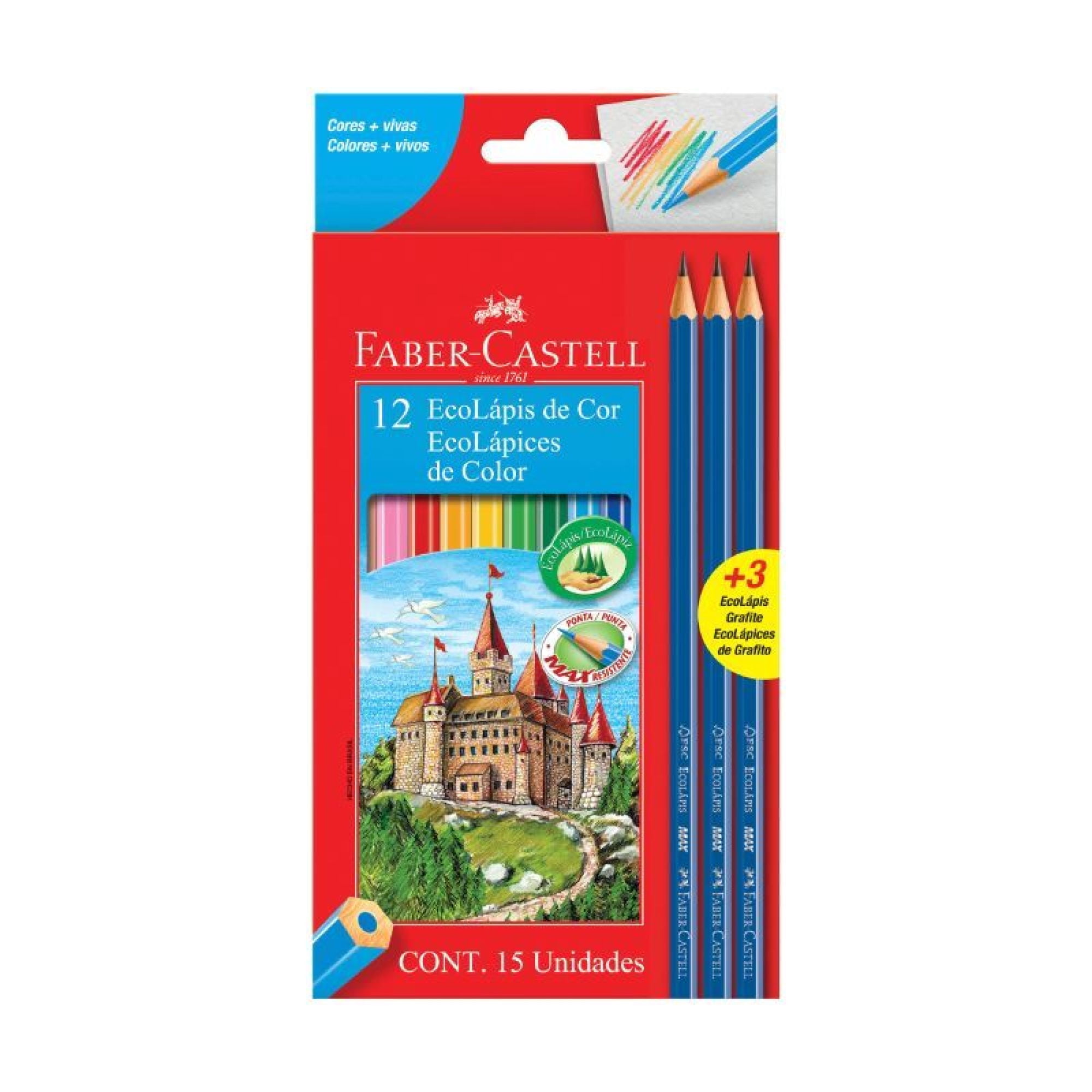 Eco Lápices De Colores X12 Largos + 3 Grafitos Faber-Castell