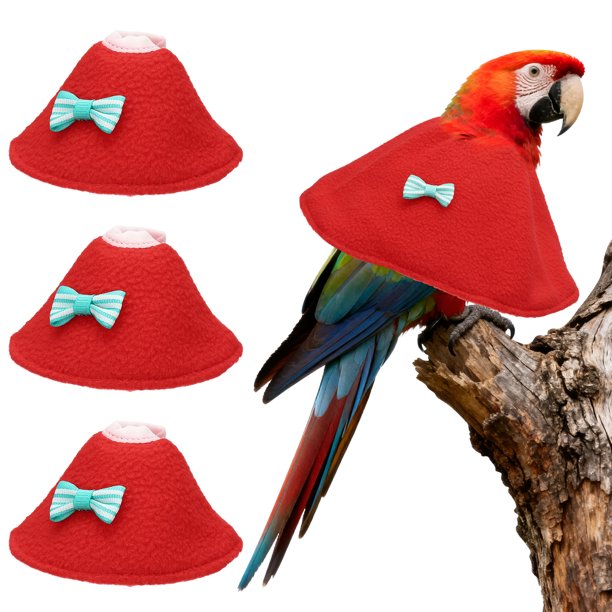 Collares para Aves Uxcell, Collar Cónico Protector de Recuperación, Conos Ajustables Suaves Anti-Mordeduras para el Cuello de Plumas (Rojo, S, 3 Piezas)