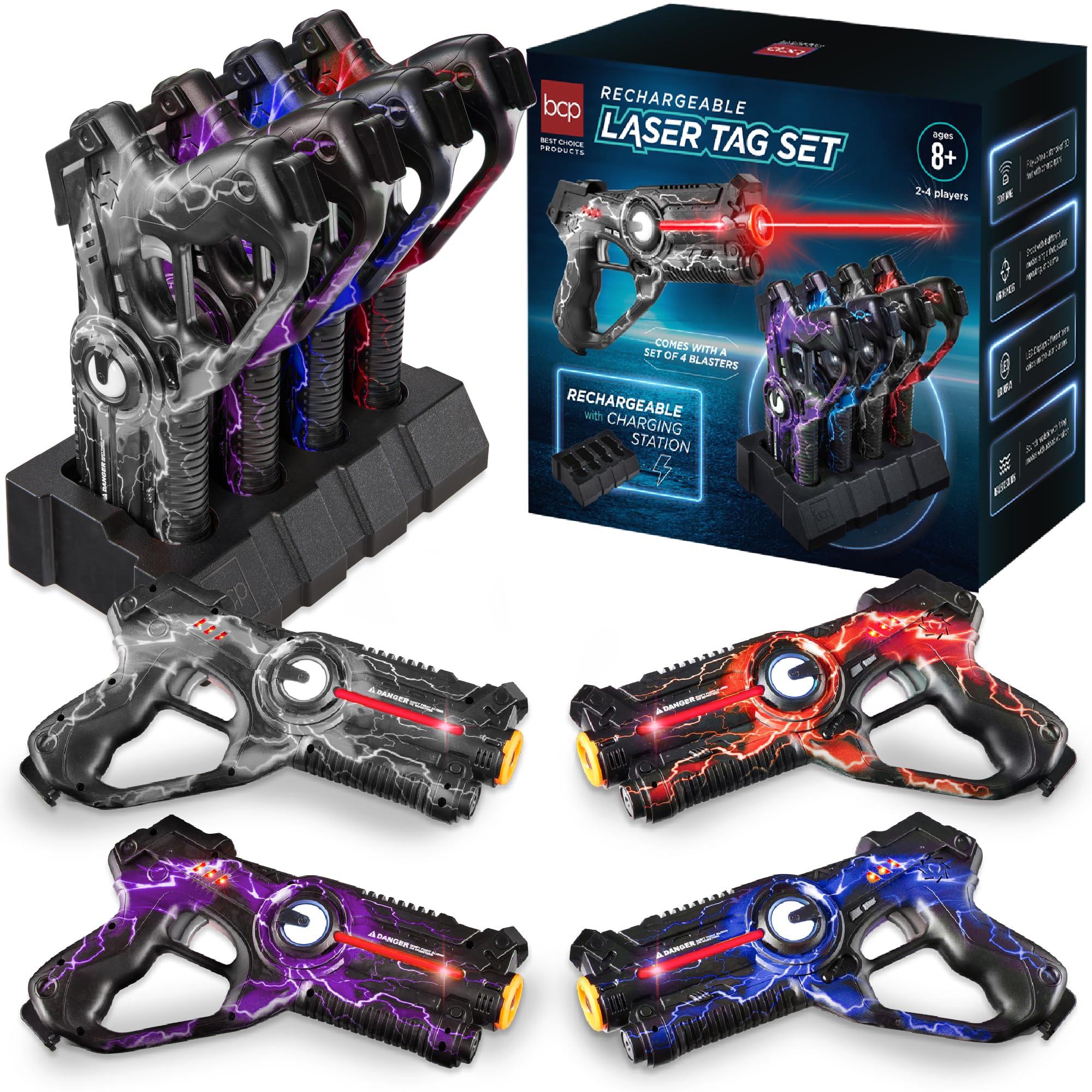 Laser Tag Blasters Best Choice Products Juego 4 Unidades Recargables