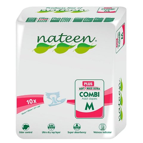 Nateen - Pañales De Adultos Combi Plus M, 10 Un
