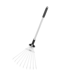 Ioensy - Rastrillo De Hojas Ajustable Para Jardín, Rastrillo De Hojas Para Acampar Al Aire Libre, Hojas Y Césped, Varilla De Aluminio
