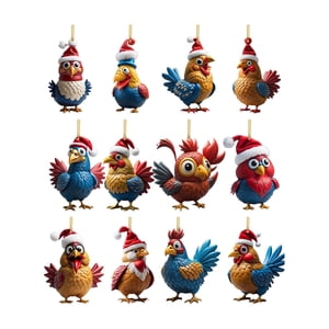 Bothyi - Adornos Navideños De Pollo, Colgantes Navideños Para Decoración De Fiestas En Interiores, Estilo A