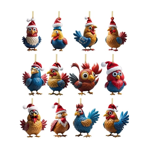Bothyi - Adornos Navideños De Pollo, Colgantes Navideños Para Decoración De Fiestas En Interiores, Estilo A