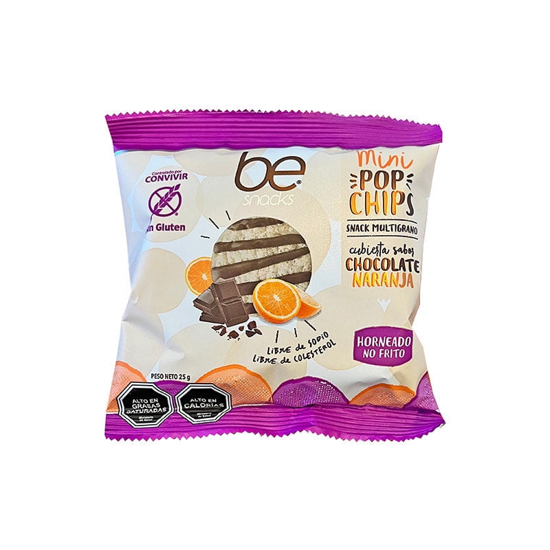 Mini Pop Chips Cubierta Chocolate Naranja 25 g Be Snacks