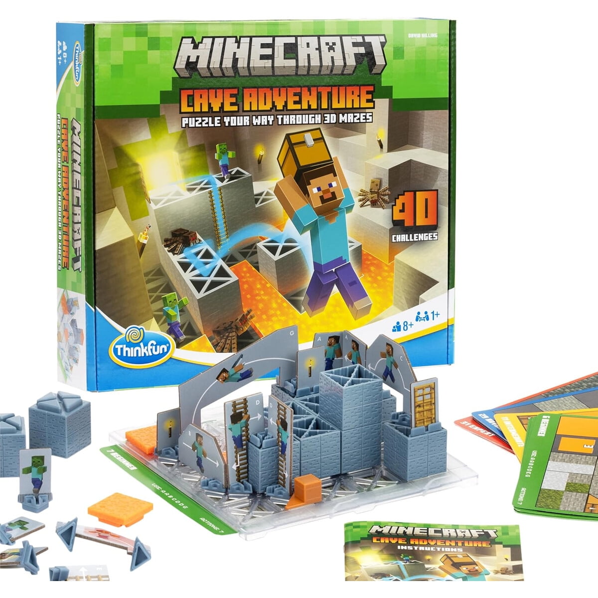 Ravensburger - Juego Thinkfun Minecraft Cave Adventure 40 Desafíos