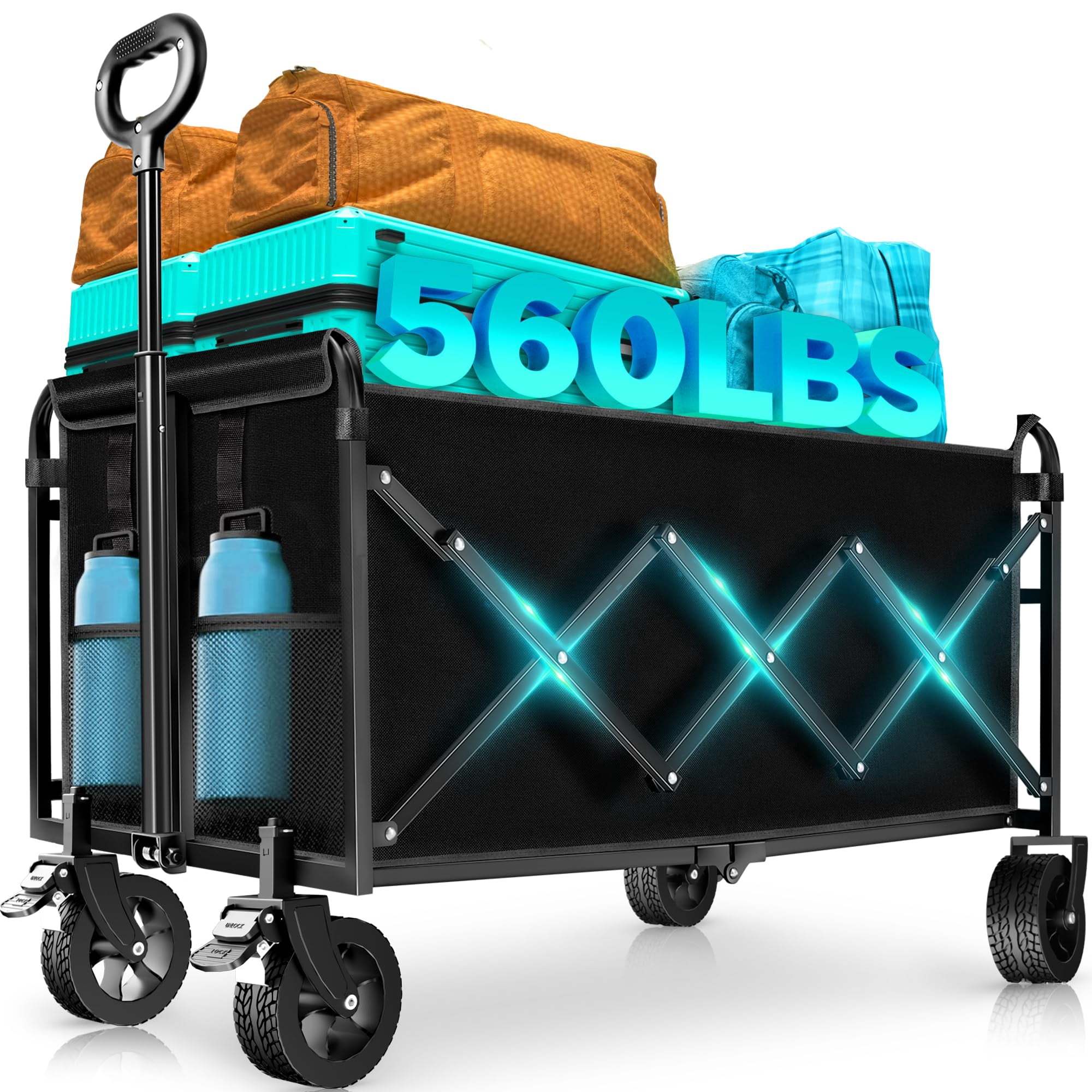 Carrito Utility Liapott Plegable Con Capacidad De 254 Kg Y Ruedas Todo Terreno