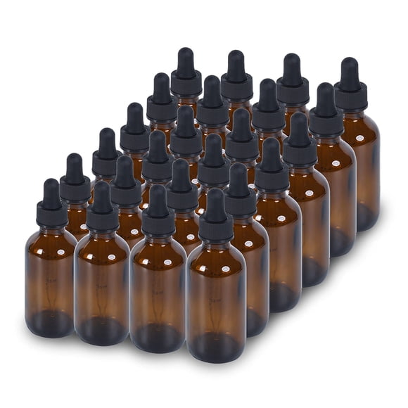 Frasco cuentagotas YONKAN Boston de vidrio ámbar de 60 ml, paquete de 24