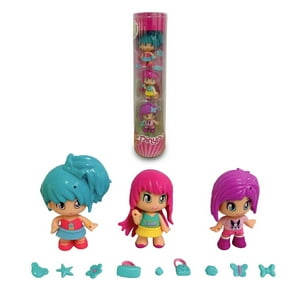 Muñecas Pinypon Pack 3 Figuras Cabello Azul