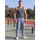 thumbnail image 2 of INSPIRE CHIC Camiseta de Tirantes a Rayas sin Mangas de Ajuste Delgado para Hombres Gimnasio S Gris Oscuro, 2 of 5
