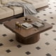 thumbnail image 1 of 34.6'' Square Coffee Table for Living Room, Modern Wood Veneer Top with Parquet Pattern & Cylindrical Base, Thickened Tabletop, Easy Assembly, Walnut, 1 of 3