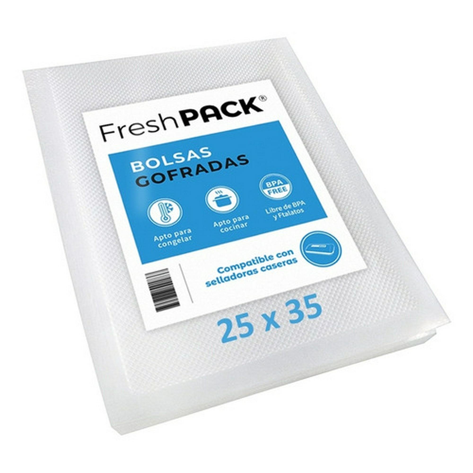 Freshpack - 100 Bolsas Sellado - Empacado Al Vacío Gofradas 25x35 Cm