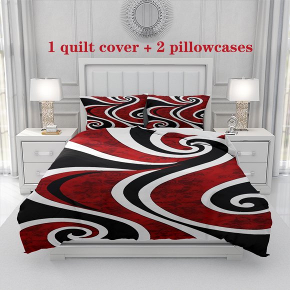 3pcs Traditional Art Spiral Pattern Bedding Set with Life and Peace Theme Multi Color Print \u2013 Ideal for All Seasons