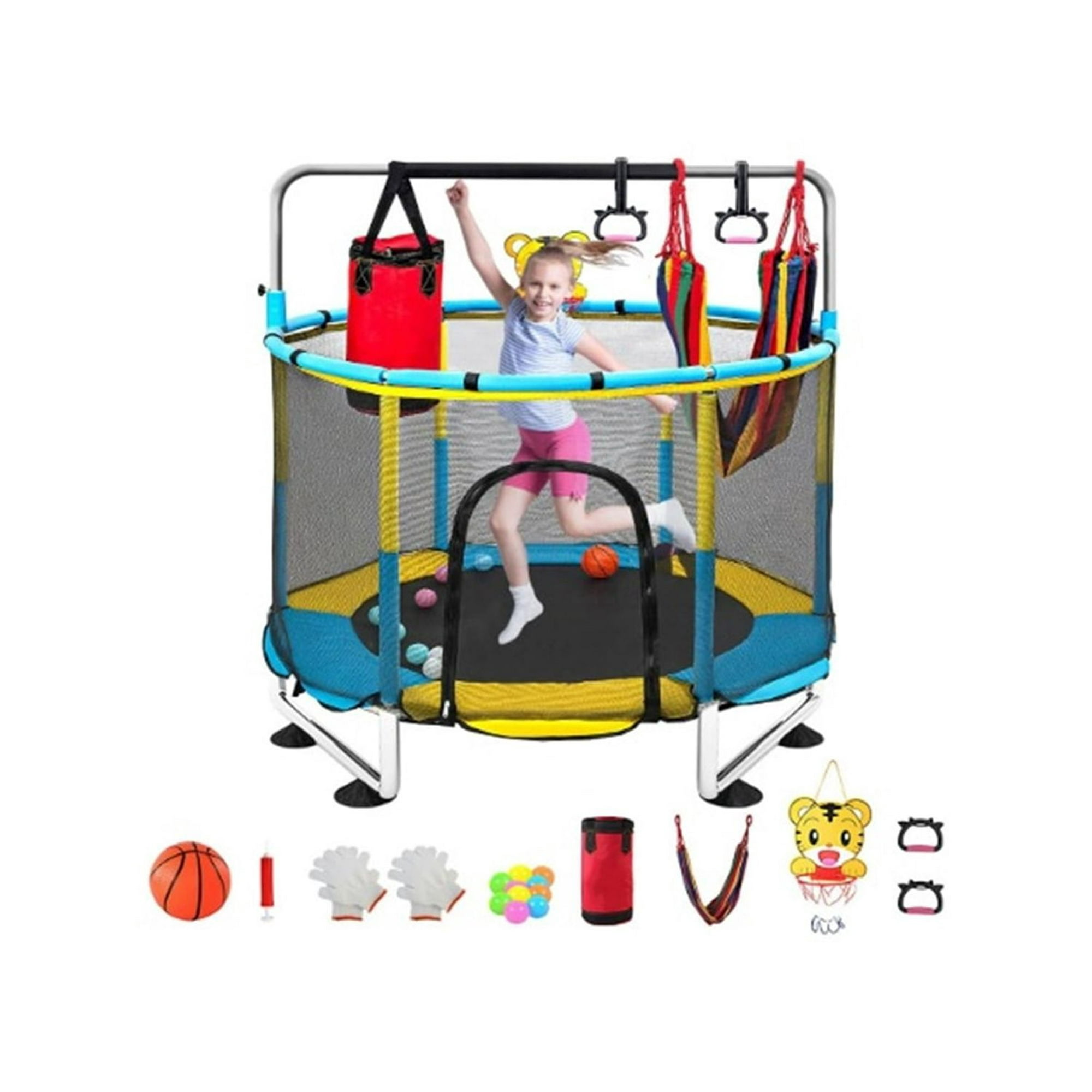 Joga - Mini Cama Elastica Azul Con Accesorios Para Niños