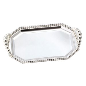 Magideal - Bandeja Organizadora De Estilo Nórdico Para Servir, Bandeja De Exhibición Con Soporte , Exhibición De Platos Cosméticos Para Té, Oficina, Sala Plata