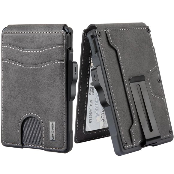 Billetera Umoven para Hombre con Bloqueo RFID, Gris Oscuro