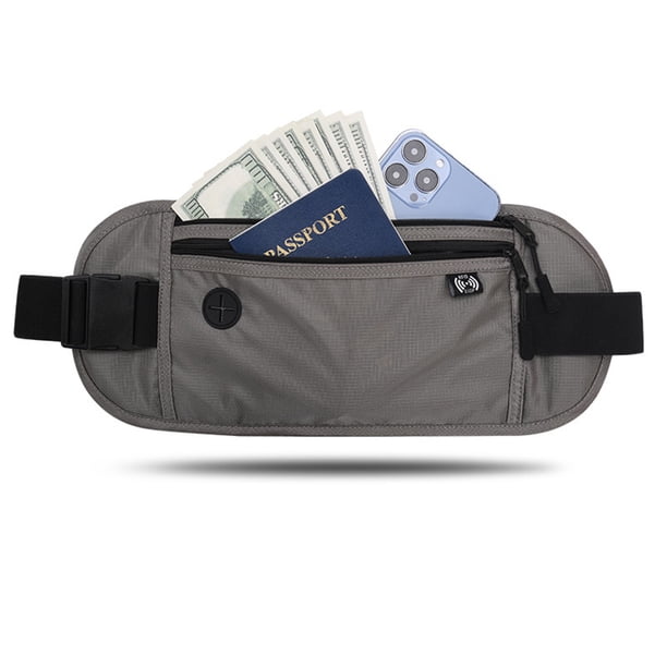 Estuche delgado para pasaporte con bloqueo RFID para proteger efectivo, tarjetas de crédito y documentos de viaje.