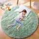 thumbnail image 1 of Alfombra PAGISOFE, suave, verde salvia, 120 cm, redonda, para dormitorio, 1 of 8