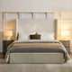 thumbnail image 1 of Carmen Upholstered Wingback Bed / Upholstered Platform Bed Frame / 54" High Headboard / Simplicity / Minimalist / No Box Spring Needed / Easy Assembly / Queen/ Textured Ivory Canvas / No Noise, 1 of 3