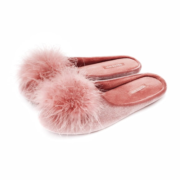 Zapatillas Para Mujer Acogedoras De Terciopelo Espuma Viscoelástica Rosa 9 10