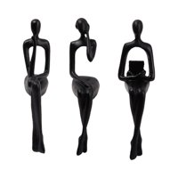 Magideal - Estatua De Pensador Sentado, Figuritas Abstractas, Adorno Moderno, Escultura Artesanal De Resina Para Decoración De Estantería De Escritorio De Oficin Negro