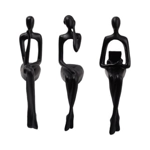 Magideal - Estatua De Pensador Sentado, Figuritas Abstractas, Adorno Moderno, Escultura Artesanal De Resina Para Decoración De Estantería De Escritorio De Oficin Negro