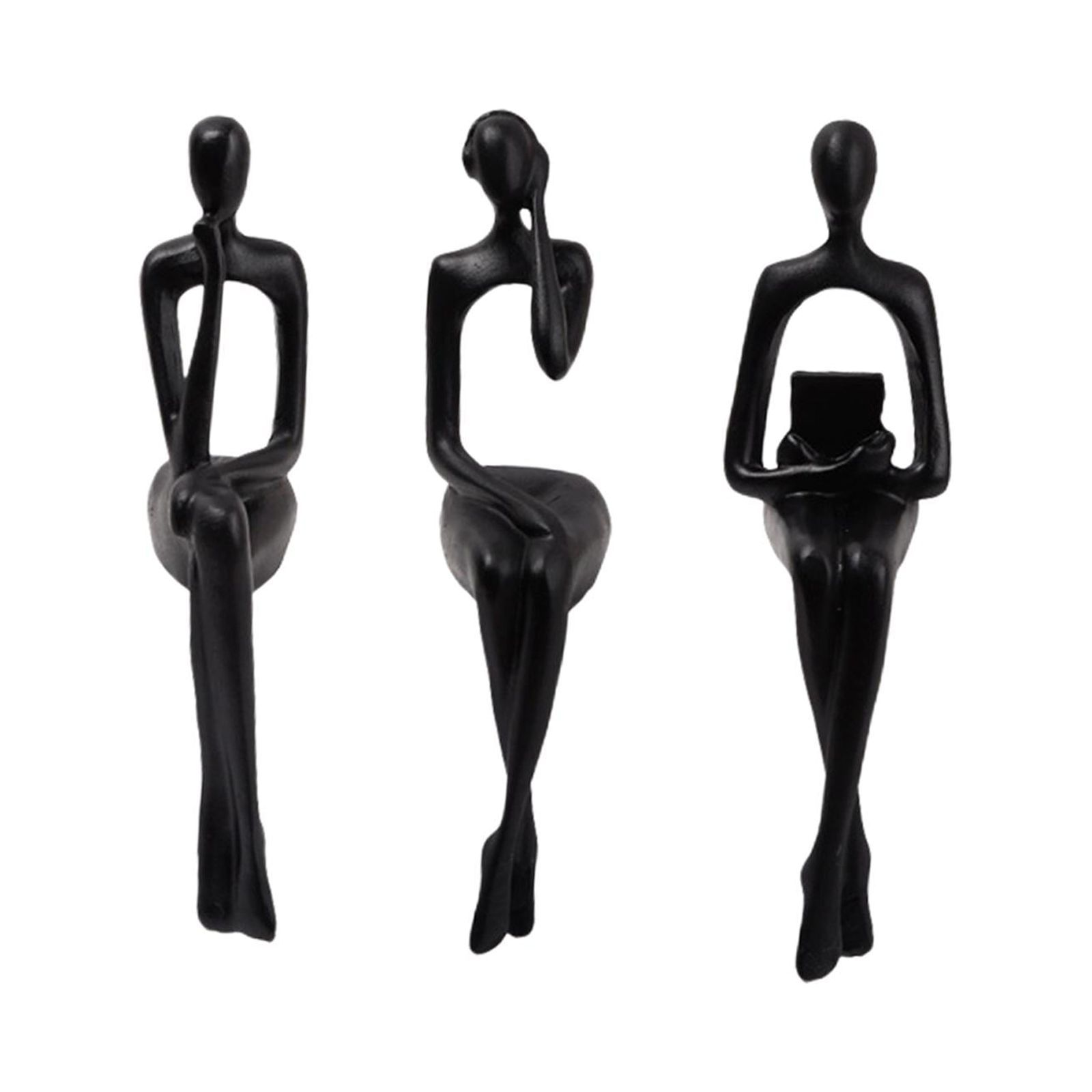 Magideal - Estatua De Pensador Sentado, Figuritas Abstractas, Adorno Moderno, Escultura Artesanal De Resina Para Decoración De Estantería De Escritorio De Oficin Negro