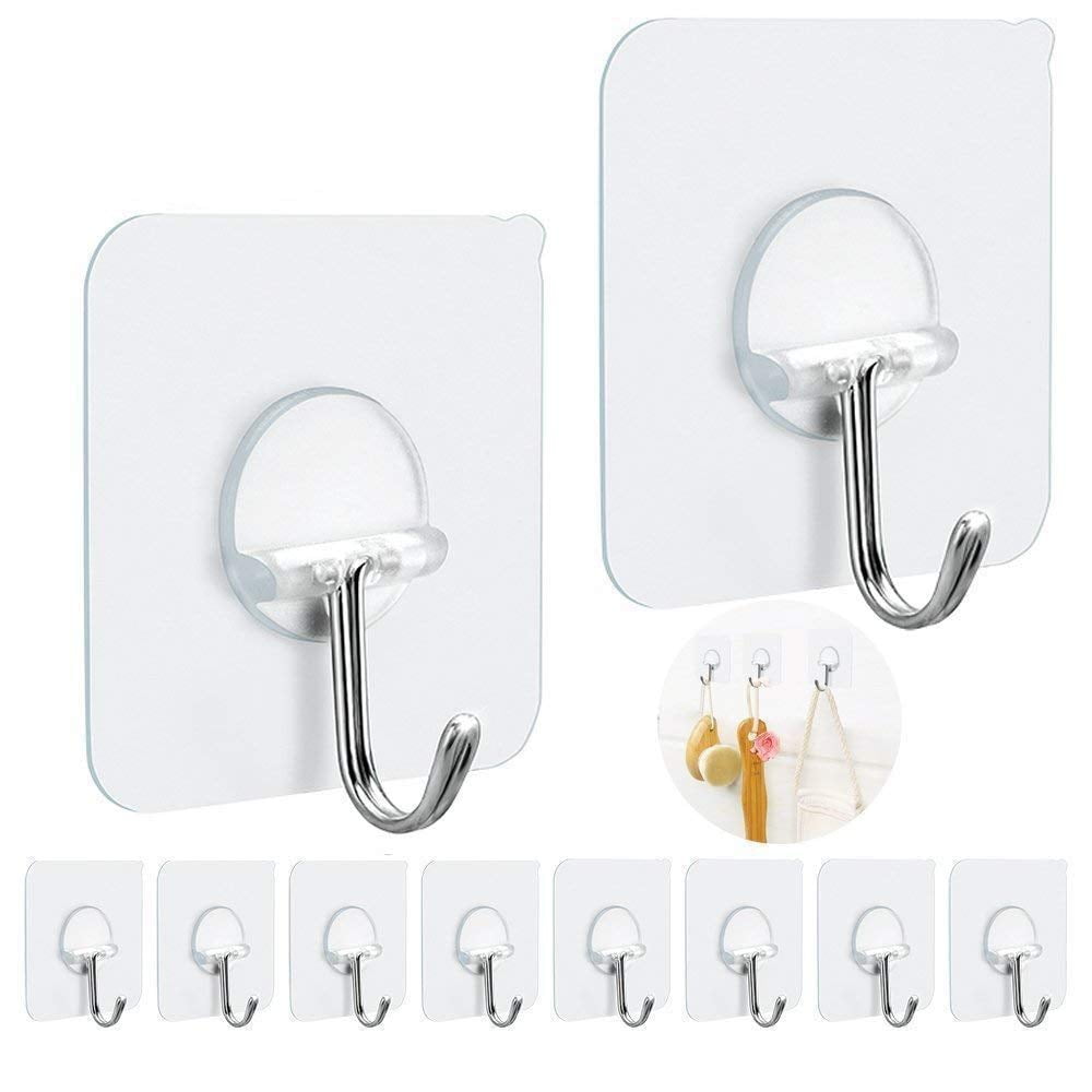 Ganchos Adhesivos Fotyrig Heavy Duty, 10 Paquetes De 10 Kg, Transparentes