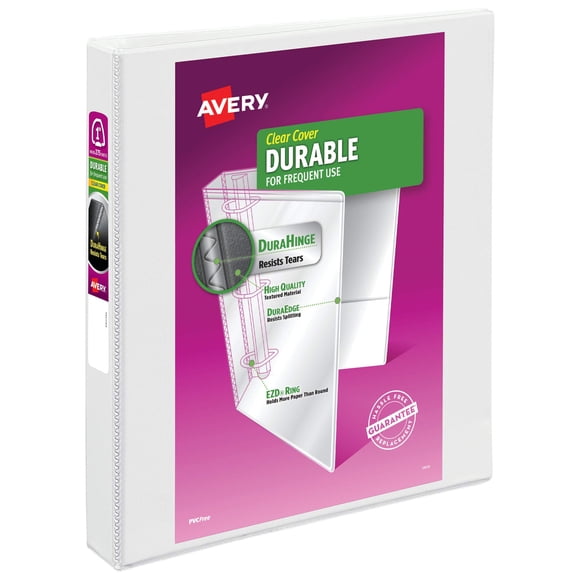 Binder Avery Durable View, 3 anillos EZD de 1 pulgada, color blanco